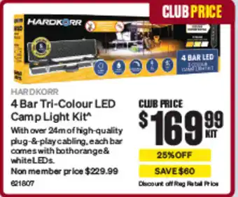 SuperCheap Auto 4 Bar Tri-Colour LED Camp Light Kit offer