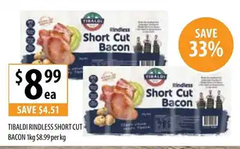 Tibaldi Rindless Short Cut Bacon 1kg