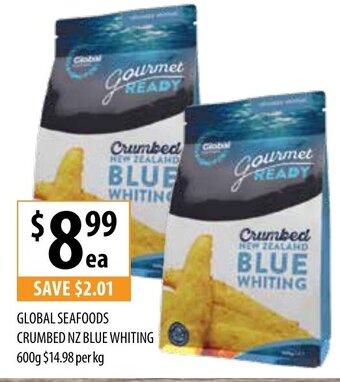 Supabarn Global Seafoods Crumbed NZ Blue Whiting 600g offer