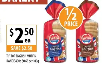 Supabarn Tip Top English Muffins 400gm offer