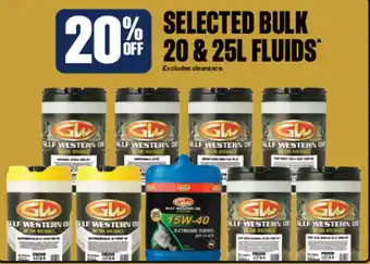 SuperCheap Auto %SELECTED BULK OFF 20 & 25L FLUIDS offer