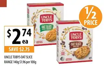 Supabarn Uncle Tobys Oat Slice Range 140g offer