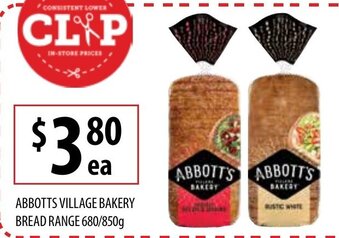 Abbott's Village Bakery Bread 680g-850g