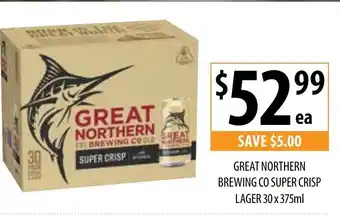 Supabarn Great Norther Brewing Co Super Crisp Lager 30x375ml offer