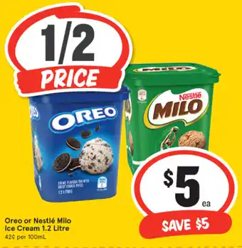 IGA Oreo or Nestlé Milo Ice Cream 1.2 Litre offer