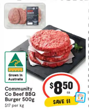 IGA Community Co Beef BBQ Burger 500g offer