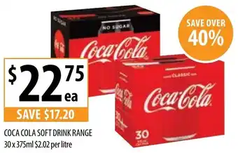 Supabarn Coca Cola Soft Drink 30x375ml offer