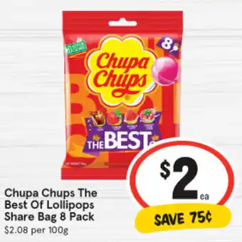 IGA Chupa Chups The Best Of Lollipops Share Bag 8 Pack offer