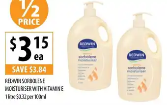 Supabarn Redwin Sorbolene Moisturiser with Vitamin E 1L offer