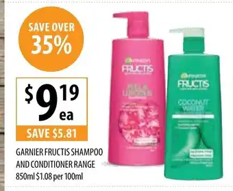 Garnier Fructis Shampoo or Conditioner 850ml