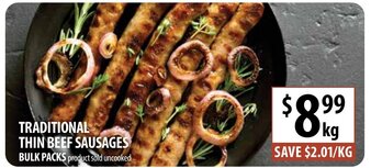 Supabarn Traditional Thin Beef Sausages offer