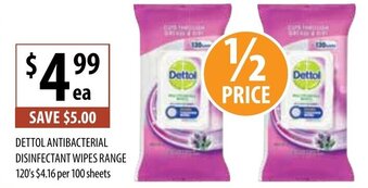 Supabarn Dettol Antibacterial Disinfectant Wipes Range 120's offer