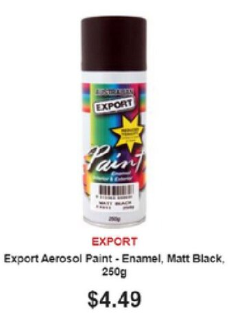 SuperCheap Auto Export Aerosol Paint - Enamel, Matt, Black 250g offer