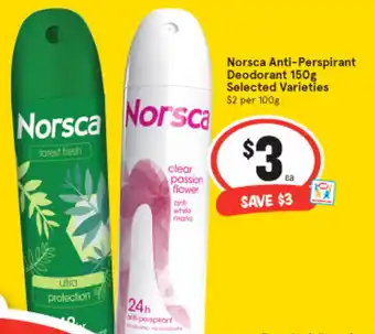 IGA Norsca Anti-Perspirant Deodorant 150g offer