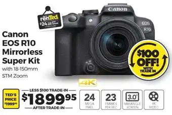 Teds Cameras Canon EOS R10 Mirrorless Super Kit with 18-150mm STM Zoom offer