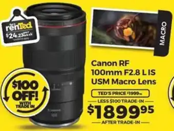 Teds Cameras Canon RF 100mm F2.8 LIS USM Macro Lens offer