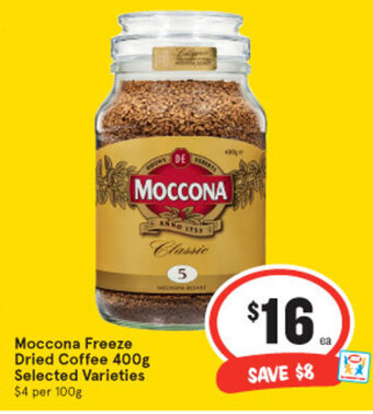 IGA Moccona Freeze Dried Coffee 400g offer