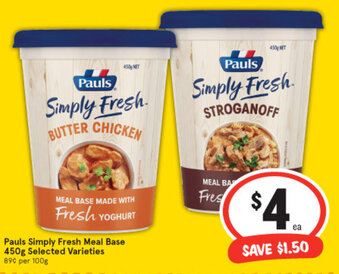 IGA Pauls Simply Fresh Meal Base 450g offer