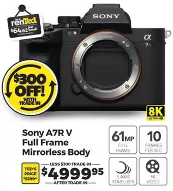 Teds Cameras Sony A7R V Full Frame Mirrorless Body offer