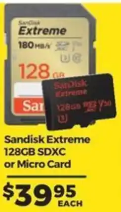 Teds Cameras Sandisk Extreme 128GB SDXC or Micro Card offer