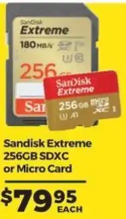 Teds Cameras Sandisk Extreme 256GB SDXC or Micro Card offer