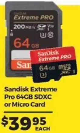 Teds Cameras Sandisk Extreme Pro 64GB SDXC or Micro Card offer