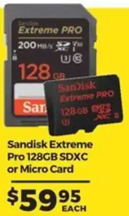 Teds Cameras Sandisk Extreme Pro 128GB SDXC or Micro Card offer