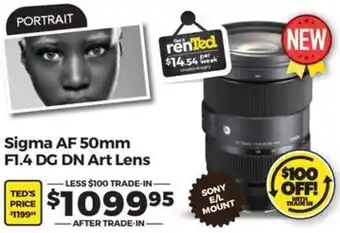 Teds Cameras Sigma AF 50mm F1.4 DG DN Art Lens offer