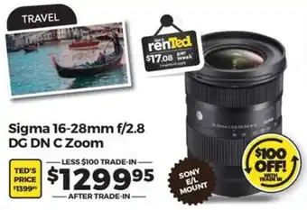 Teds Cameras Sigma 16-28mm f/2.8 DG DN C Zoom offer