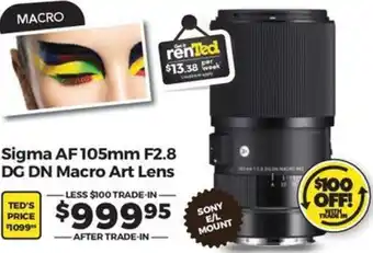 Teds Cameras Sigma AF 105mm F2.8 DG DN Macro Art Lens offer