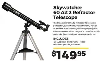 Teds Cameras Skywatcher 60 AZ 2 Refractor Telescope offer