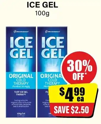 Chemist Discount Centre ICE GEL 100g offer