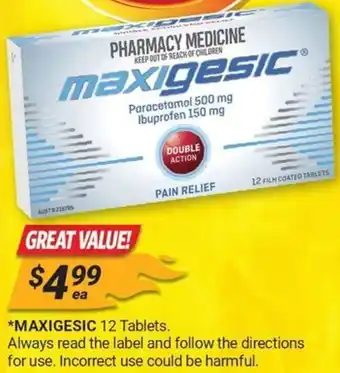Cincotta Chemist *MAXIGESIC 12 Tablets offer