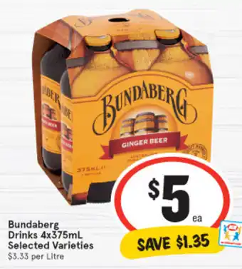 IGA Bundaberg Drink 4x375ml offer