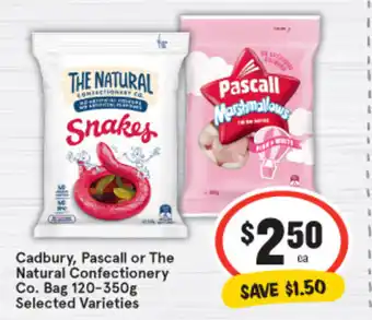 IGA Cadbury, Pascall or The Natural Confectionery Co. Bag 120-350g offer