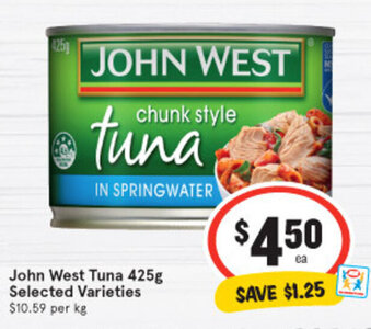 IGA John West Tuna 425g offer