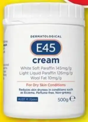 E45 Dermatological Cream Tub 500g