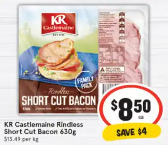 IGA Castlemaine Rindless Short Cut Bacon 630g offer