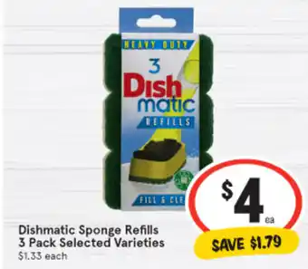 IGA Dishmatic Sponge Refills 3 Pack offer