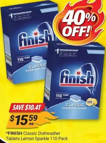 Cincotta Chemist FINISH Classic Dishwasher Tablets Lemon Sparkle 110 Pack offer