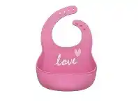 Baby Bunting 4Baby Silicone Bib - Love Heart - Pink offer