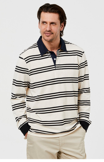 Harris Scarfe Bronson casual bruny triple fine stripe rugby offer