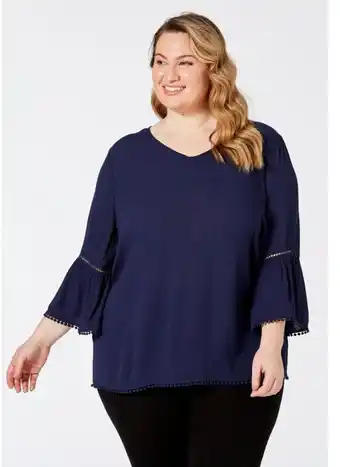 Harris Scarfe Khoko plus shirred waist top & lace insert top offer