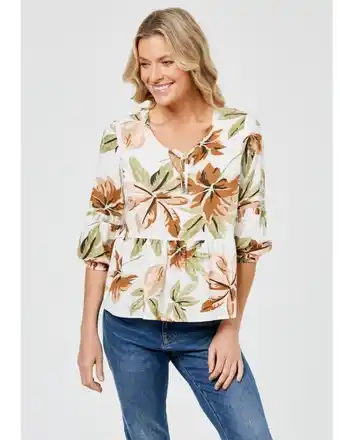 Harris Scarfe Khoko collection flounce top in viscose linen offer
