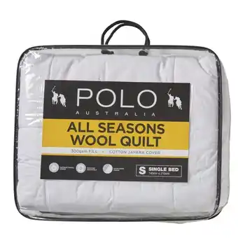 Harris Scarfe Polo 300gsm all seasons washable wool quilt qb offer