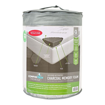 Tontine comfortech charcoal infused memory foam topper qb