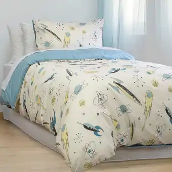 Harris Scarfe Jelly bean kids rocket boy & flora polycotton quilt cover set db offer