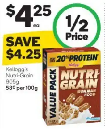 Woolworths Kellogg's Nutri Grain 805g offer