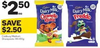 Woolworths Cadbury Medium Sharepacks 144-180g offer