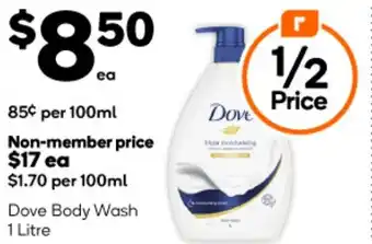 Woolworths Dove Body Wash 1 Litre offer